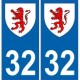 32 Gers autocollant plaque blason armoiries stickers département