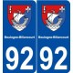 92 Boulogne-Billancourt blason autocollant plaque stickers ville