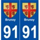 91 Brunoy blason autocollant plaque stickers ville