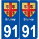 91 Brunoy blason autocollant plaque stickers ville