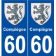 60 Compiègne blason autocollant plaque stickers ville