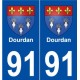 91 Dourdan blason autocollant plaque stickers ville