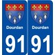 91 Dourdan blason autocollant plaque stickers ville