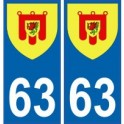 63 Puy de Dôme autocollant plaque blason armoiries stickers département